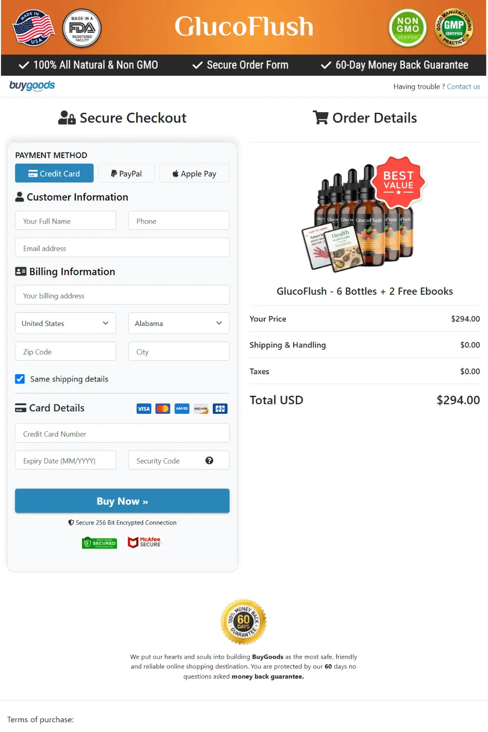 glucoflush order form page